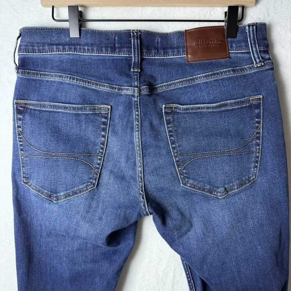 Hollister Distressed Skinny Jeans Raw Hem Men's Size W33xL32 Stretchy